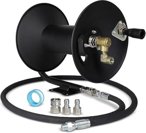 Pressure Washer Hose Reel 100 FT | 4000 PSI Power Washer Hose Reel | Made for 3/8 Hose | Comes with Additional Accessories | (Assembly Required)