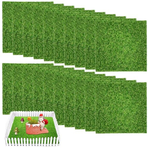 Lot de 20 pelouses artificielles miniatures en mousse artificielle 15 x 15 cm - Décoration de jardin miniature - Gazon artificiel - Tapis de gazon artificiel - Pour terrasse, pelouse, bricolage
