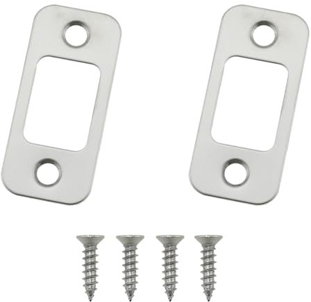 DGZZI 2PCS 1x2-1/4 Inch Deadbolt Strike Plate Door Backplate Steel Coloured Rounded Latch Plate Wooden Door Latch Guide Plate 201 Stainless Steel Door Lock Stopper with Screws