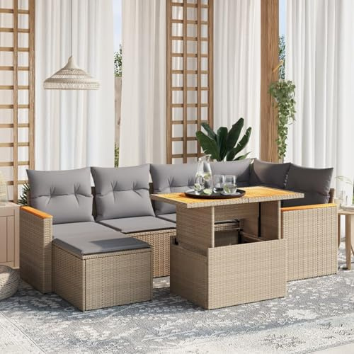 Amorsee Balkon Lounge Verstellbare Tischplatte Loungemöbel Balkon Sofa Rattan Gartensofa Gartenlounge Klein Ecklounge Lounge Möbel Outdoor Gartenmöbel Ecksofa Balkonmöbel Balkonsofa