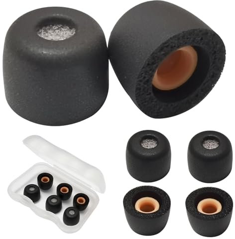 Small Earbuds Tips Memory Foam Tips Filter Screen Small Ear Tips Replacement Foam Ear Tips for in Ear Earbuds, Black 3 Pairs