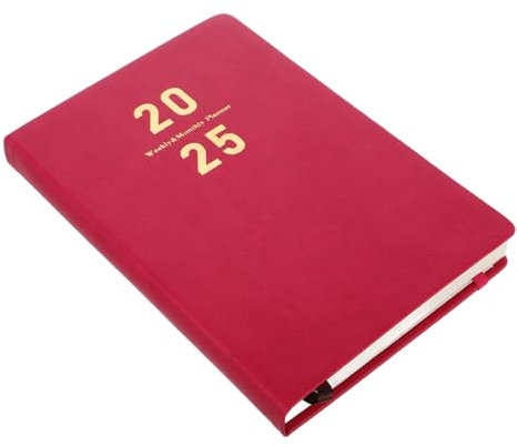 DIYEAH Roter Hardcover-planer Wochen Und Monats-notizbuchplaner Organisationstool Zeitmanagement-buch Planungsmaterial Für Ganze Jahr