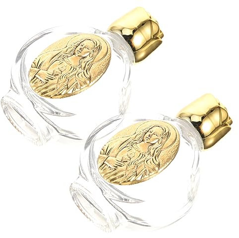 Alipis Bouteilles D'eau Bénite Rechargeables 2 Pièces Bouteilles Décoratives en Verre Gaufré pour de Maison Et de Fête Catholiques