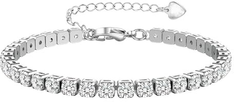 ADRAMATA Bracciali Donna Tennis Bracciale Donna Argento Oro Sparkle Zircone Braccialetti Regolabili Regalo Gioielleria,S3