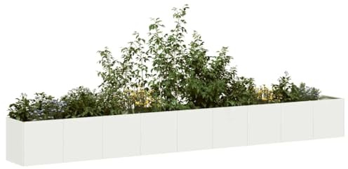 Homgoday Arredo Fioriera Bianca 360x40x40 cm in Acciaio Laminato a Freddo,Arredo Fioriera da Esterno Fioriera Balcone Fioriera Grigliato per Giardino