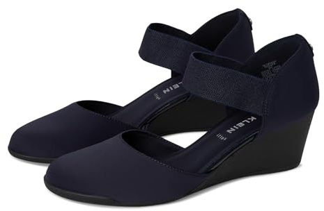 Anne Klein Women's Wedge Pump Tiffany, Navy Stretch, 8.5