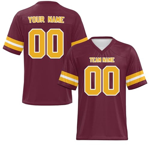Yunshenla Personalisiert American Football Kostüm Oversize Rugby Trikot Herren Damen Kinder Jugend Custom Jersey Personalized Name Und Number Kindertrikots, Personalisierbar Oder Blanko, S 7XL