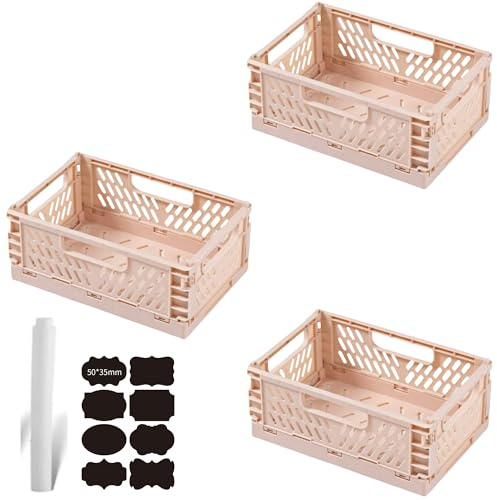 CNKHDZ 3 Stück Klappbox Klappkiste Pink 30×20×12 cm Klappboxen Faltbar Stabil Klappkorb Faltbar Klappkorb Aufbewahrungsbox Boxen Aufbewahrung für Küche,Arbeitszimmer,Büro