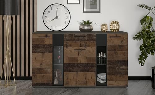 AXLIVING Formilo Sideboard Kommode grau Matera Oldwood 140,4cm Breite