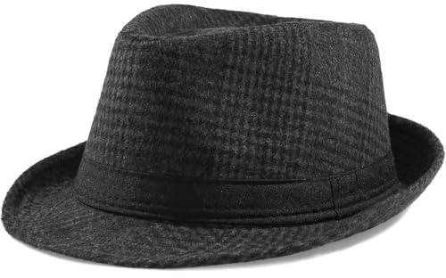MESU Fedoras Trilby Cappelli Jazz Cappello a Bombetta Panama Cappello per Uomo Donna, Nero , Taglia unica
