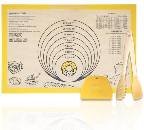 3-Piece Baking mats Set,Extra Large Silicone Dough Rolling Mats,Slicing Knife and Multi-Purpose Food Tongs,0.7mm Thick Non-Stick Pastry Rolling mat (60X40)
