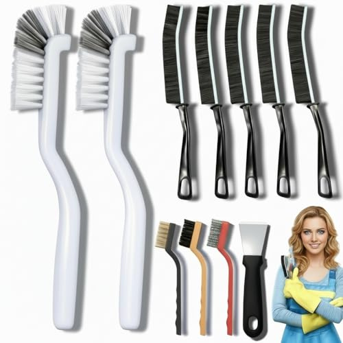 Crevice Cleaning Brush Set, 11Pcs Cleaning Brush for Hard Bristle Supplies for Kitchen, Bathroom, Corner, Grout, Sink, Cup, Teapot, Bottle, Blender