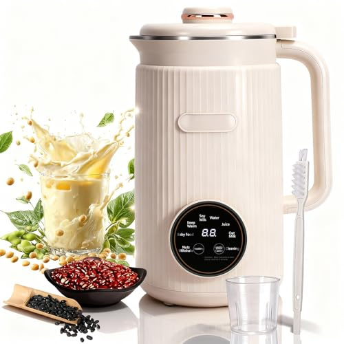 Máquina de leche vegetal, maquina para hacer leche vegetal,8 en 1,1.2L | Temporizadorcon arranque/mantener caliente/autolimpieza, leche casera de soja Nueces almendras Zumos(Blanco)