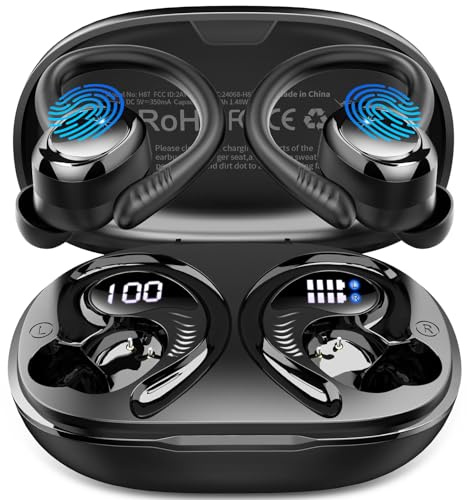 Wireless Earbuds Sport, 2026 HiFi-Stereo Bluetooth 5.4 Headphones Bass Ear Buds, 4 ENC Noise Cancelling Mic Earphones Running, 50+Hrs USB-C IP-X7 Waterproof in Ear Headset Gym Workout for Android iOS