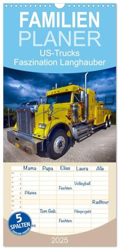 Familienplaner 2025 - US-Trucks. Faszination Langhauber mit 5 Spalten (Wandkalender, 21 cm x 45 cm), CALVENDO