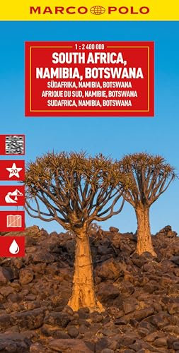 MARCO POLO Reisekarte Südafrika, Namibia, Botswana 1:2,4 Mio.: Eswatini, Lesotho - Straßenkarte und Autokarte mit sehenswerten Strecken, Highlights und digitaler Erweiterung (Marco Polo Maps)