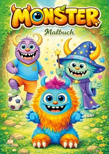 Monster Malbuch für Kinder ab 6 Jahren mit 50 schönen Ausmalmotiven: Freche Fellfreunde in spannenden Lieblingsberufen – vom Astronauten über den ... zum Zauberer (Kreativer Malspaß 6 - 10 Jahre)