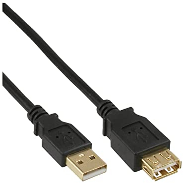 InLine 20804 Cavo USB 2.0, Prolunga, Type A, Maschio/Femmina, Pin Dorati, 0.5M Nero