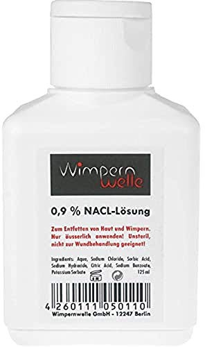 Wimpernwelle Kochsalzlösung 0, 9% NACL zum Entfetten von Haut u. Lidern, 125 ml