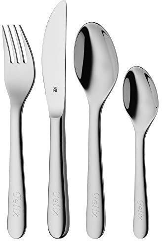 WMF Kinderbesteck Set Gravurbesteck, 4-teilig, Kinderbesteck Edelstahl, Besteck Kinder ab 3 Jahre, Cromargan poliert, spülmaschinengeeignet