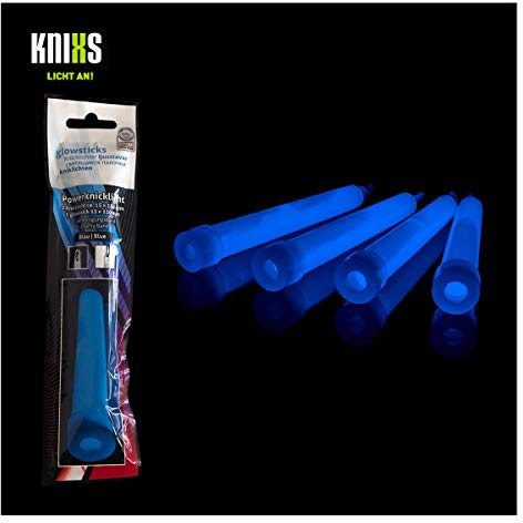 KNIXS - 10x Power Knicklichter, seit 15 Jahren in Profiqualität, Glowsticks einzeln verpackt - 150 x 15 mm - Leuchtstab - Azur Blau Leuchtend - für Party, Festival, Hochzeit, Outdoor oder Notlicht