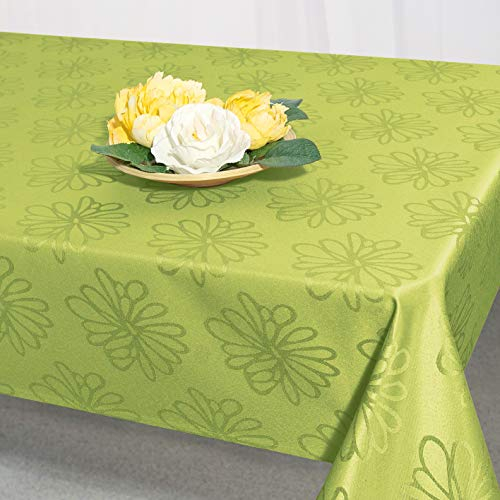 KAMACA Tischdecke Blüten Meer Fleckschutz wasserabweisend Lotus Effekt Tischwäsche Küche Esstisch Frühling Sommer abwaschbar Tisch Dekoration (Tischdecke 160x220 cm eckig, grün)