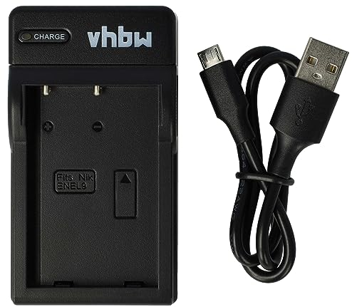 vhbw caricatore USB compatibile con Nikon D3000, D40, D40x, D5000, D60 camera - Stazione di carica + spia di carica, 8,4 V