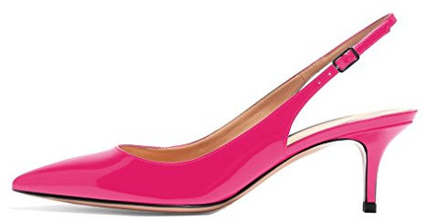 Soireelady Women's Kitten Heel Court Shoes Closed Pointy Toe Slingback Pumps Rose EU44