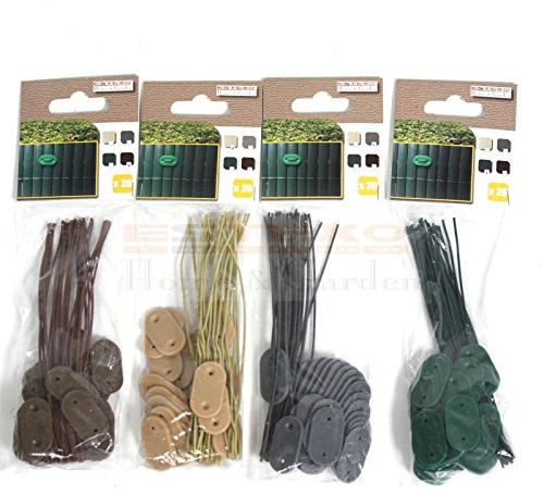 Estexo Befestigungsclips, Befestigungs Set, Draht für PVC Sichtschutzmatten, Sichtschutz (50, Braun)