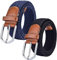 Chalier 2 Pack Damen Elastischer Stoffgürtel Geflochtener Stretchgürtel Dehnbarer Gürtel, Black & Navy, Einheitsgröße