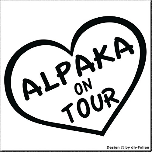 cartattoo4you® AK-01013 | ALPAKA ON Tour | K-Serie | Autoaufkleber Aufkleber Car Sticker Farbe schwarz, in 24 Farben erhältlich, glänzend 13 x 11 cm Waschstrassenfest