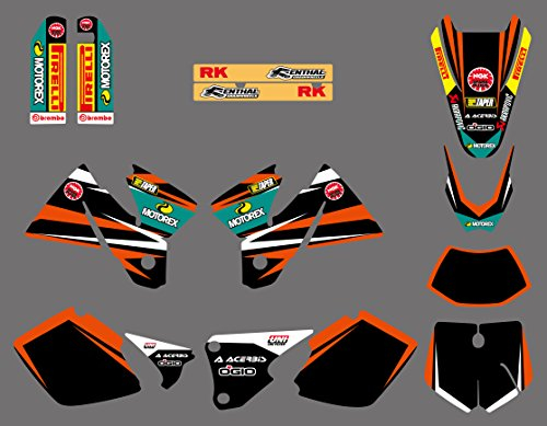 ruilian 0264 3M Motorrad-Aufkleber-Set für EXC 125 200 250 300 380 400 1998 1999 2000 KTM Schwarz Vinyl Rustikal Flocke Scenic Outdoor