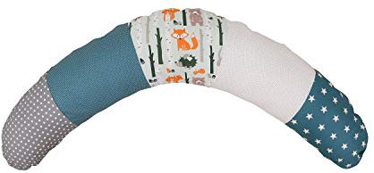 ULLENBOOM ® Stillkissen 190x38 cm - Ideal als Schwangerschaftskissen & Seitenschläferkissen - Mit Stillkissenbezug aus 100% Baumwolle (OEKO-TEX®), Faserbällchen-Füllung