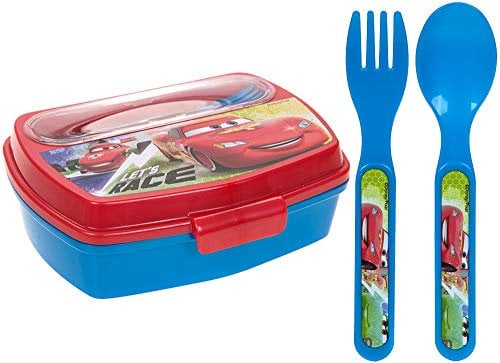 Disney Cars 3 - Original Sandwich Box with Cutlery Set (spoon and fork)