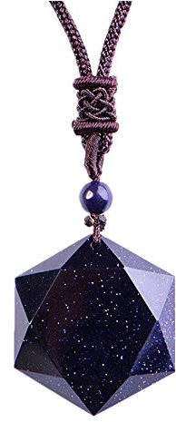 TYGJB Schwarzer Obsidian Six Star AWN Anhänger Halskette Obsidian Star Schmuck Obsidian Jade Fine Jewelry (Blauer Sandsteinstern)