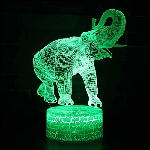 Ulalaza 3D Illusion nachtlicht Schreibtisch Elefanten Lampe mit Fernbedienung & Touch Switch 16 Farben wohnkultur Geschenk für Kinder