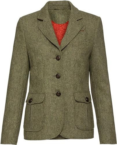 Highmoor Fischgrat-Tweedblazer Grün/Orange 40