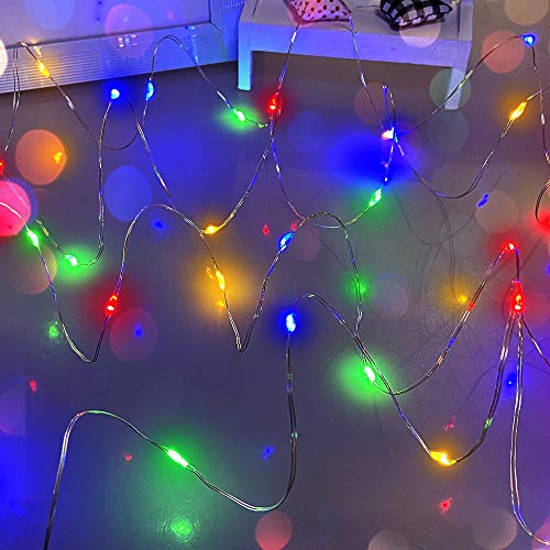 Dalugo Lichterkette Bunt, 5m 50 LED Lichterkette Batterie Klein für Weihnachten, Schlafzimmer, Party, Hochzeit