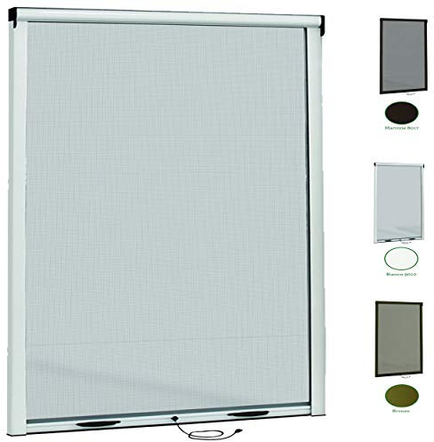 Zanzariera Finestra A Rullo Scorrevole Verticale Riducibile Con Frizione In Alluminio Verniciato Fai Da Te Istruzioni e Accessori Inclusi Bianco (120X170 con Frizione)
