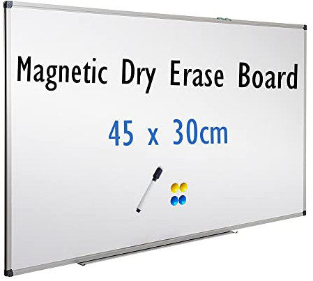 XIWODE Tableau blanc magnétique effaçable à sec, montage mural, 45 x 30 cm, tableau blanc léger, tableau blanc effaçable, pratique et portable, facile à transporter