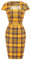 GRACE KARIN Robe Vintage à Manches Courtes pour Femme, Jaune/Carreaux, L