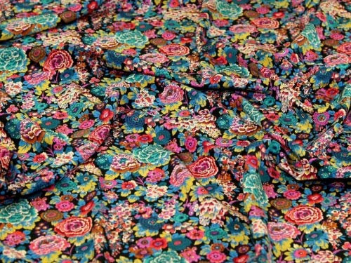 Liberty London Kensington Seiden-Crêpe de Chine Stoff, mehrfarbig, Meterware