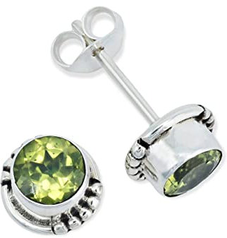 Ohrstecker 925 Silber Peridot leuchtend grüner Stein Edelstein Ohrringe echt Silber Damen Sterling Silber Stecker Geschenk(MOS-026-59)