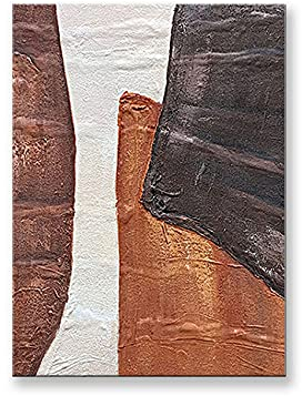 MWMG Handgemalte Acrylbilder,Kreative Braune Textur Geometrischer Minimalismus Moderne Kunstwerke Abstrakte Gemälde Rahmenlose Handgemalte Ölgemälde Auf Leinwand Wandkunst Für Wohnzimmer Schlafzimmer