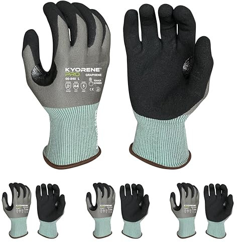 Armor Guys Kyorene Pro 00-840 Schutzhandschuhe – Nitrilhandschuhe, schnittfeste Graphen-Handschuhe – A4 – Bauhandschuhe und Blechhandschuhe, Größe L, 3 Paar / PK