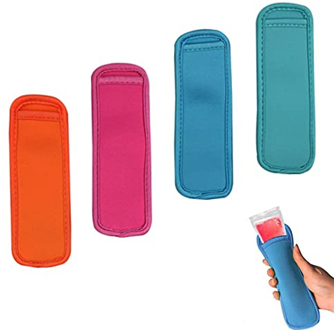 4 Pcs Ice Pop Sleeves Colorful Reusable Popsicle Bags Neoprene Popsicle Sleeve for Popsicles Insulated Sleeves Antifreeze Hand Home Party Supplies