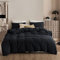 ECOCOTT 3-teiliges Bettbezug-Set, Queen-Size-Bett, 100% Gewaschene Baumwolle, 1 Bettbezug mit Reißverschluss und 2 Kissenbezügen, einfacher Stil Bettwäsche-Set (schwarz, Queen)