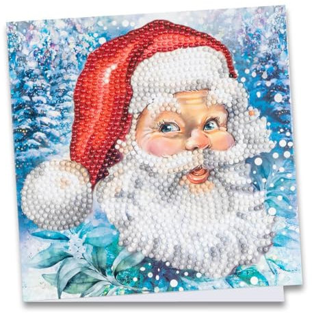 Ideen mit Herz Diamond-Painting-Grußkarte | 16 cm x 16 cm | 370 g/m² | Inkl. Umschlag & Werkzeug (Weihnachtsmann 2)