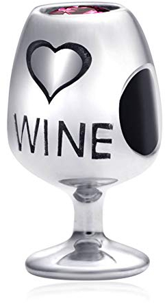 Bicchiere di vino Charms fit Pandora San Valentino Bracciale, 925 Sterling Silver Bottiglia di vino Perline con rosso CZ, Cocktail Calice Charm, regali di compleanno per matrimonio/nonna/moglie/coppia