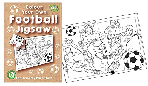 Playwrite Re:Play PACK OF 12 100% Plastic-Free Eco Friendly Colour Your Own Football Jigsaw | Football Colouring Party Activity Toy Jigsaw Puzzle for Kids